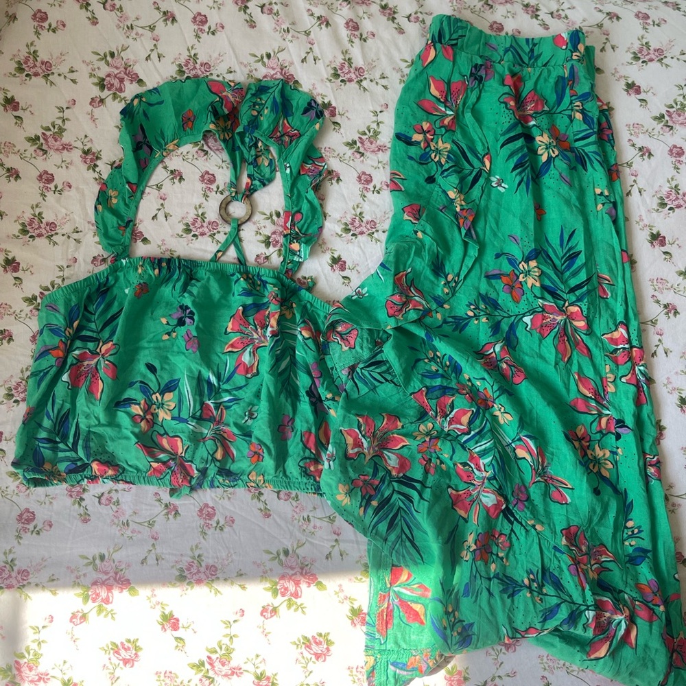 Floral Summer Skirt & Crop Top Set